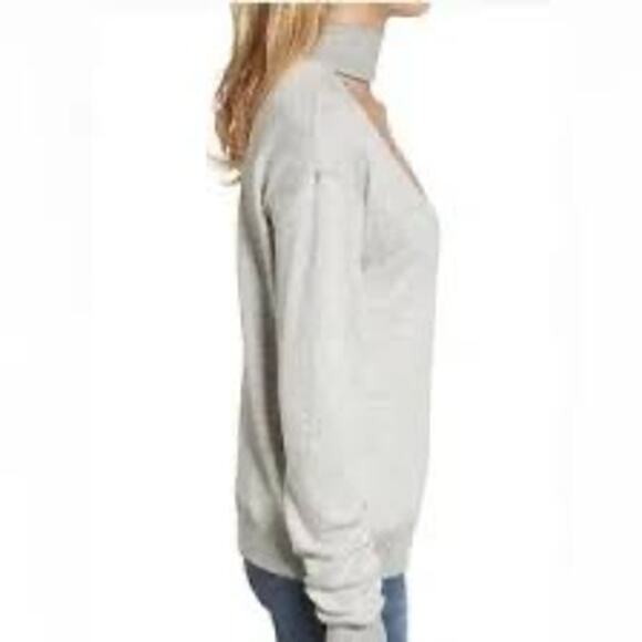 n:Philanthropy Gray Mock Collar Cut Out V-Neck Long Sleeve Sweatshirt Size XS - Picture 3 of 12